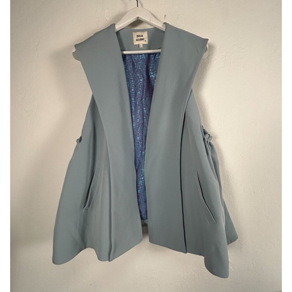Julia Allert Women's Open Front Lightweight Vest Light Blue Large Chic Layer